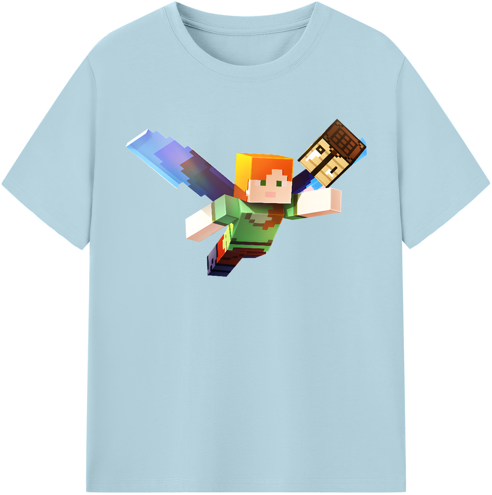 （画像用） マインクラフト ブロックの世界 Minecraft MC Block world 綿100％半袖Tシャツ（フロントプリント）